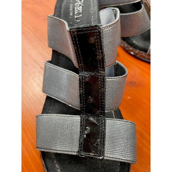HELLA SILVER ELASTIC STRAP WEDGE SANDAL - SZ -38 - Picture 5 of 6